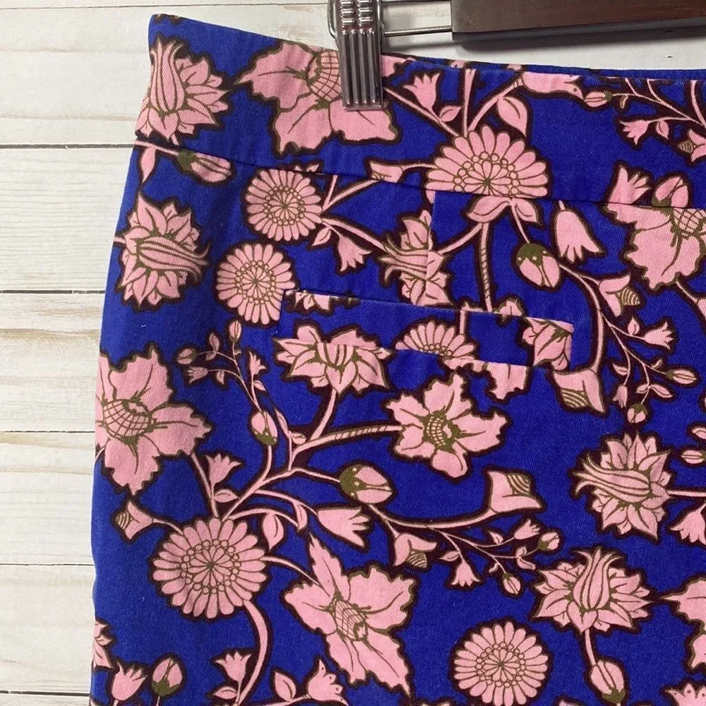 J Crew City Fit Floral Print Blue Pink Chino Shorts